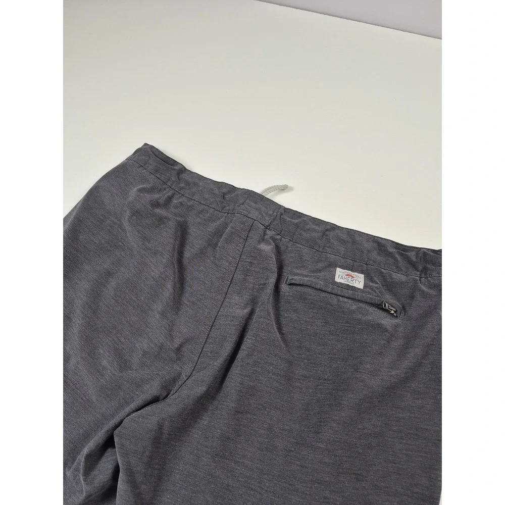 Faherty All Day Shorts Mens 38 Gray Chino Performance Drawstring Stretch Casual